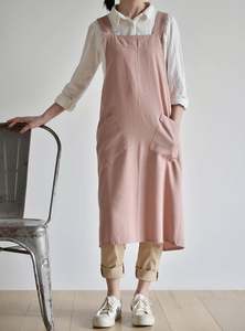 Delantales de Cocina Ecológicos de Lino y Algodón, Delantal de Jardín con Tirantes Cruzados, Vestido Delantal para Mujer con Bolsillos - Product Image 4