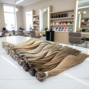 Extensions de cheveux Lestty Hair Stock 18 - 24 pouces, double trame, trame machine, 100% cheveux humains véritables, <span class=keywords><strong>blond</strong></span> cendré, trame volumineuse - Product Image 1