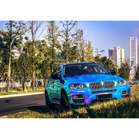 Rollo de Vinilo Adhesivo de Laminación PET PPF Cromado Azul Camaleón que Cambia de Color para Forrar Carrocerías de Coche