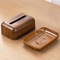 Boîte à mouchoirs GREENSIDE en PP imitation bois, organisateur de rangement haut de gamme pour la maison, le salon, le bureau, le restaurant et l'hôtel, distributeur coulissant