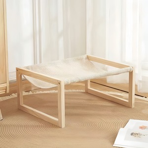 Pet Camping <b>Bed</b> Rectangular Wooden Cat <b>Bed</b> Breathable Washable Floor Style All Season Minimalist Design - Product Image 1