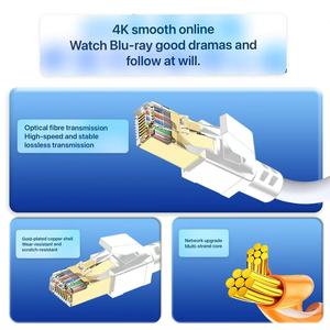 D-Sunty Brand Cat8 SFTP Patch Cord 2000MHz 40Gbps 28AWG Bare Copper 8P8C <b>RJ45</b> Network LAN <b>Cable</b> 45 Meter - Product Image 1