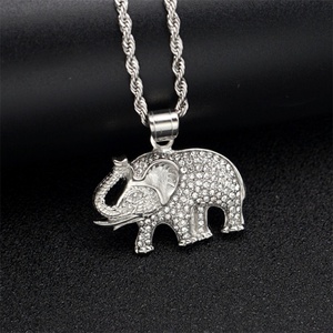 Hip Hop Gold Plated Animal Pendant Stainless Steel <b>Elephant</b> Charm Link Chain Necklace for Wedding Anniversary Party - Product Image 2