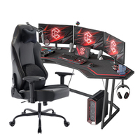 Table de jeu pour ordinateur de bureau de grande taille en forme d'aile, de bonne qualité, à prix avantageux, personnalisable, noire