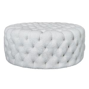 Sheepskin Teddy Stool Circle Large Round Modern Ottoman Circular <strong>Chesterfield</strong> <strong>Footstool</strong> White Boucle Tufted Round Stool Ottoman - Product Image 1