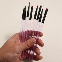 Ensemble de 8 pinceaux à ongles de style japonais, exquis, à poils fins, manche en acrylique durable, pour manucure délicate