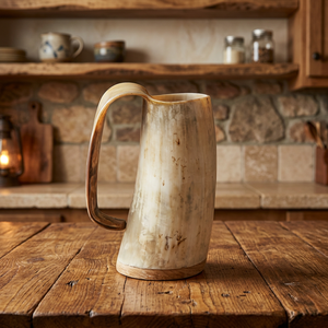 Mug en corne de buffle poli, artisanal, 100% original, style Viking, forme naturelle, grande tasse, étanche, personnalisable OEM ODM - Product Image 1