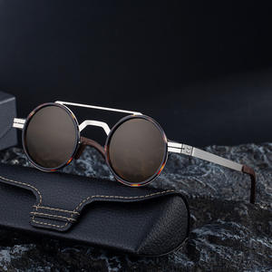 แว่นกันแดดทรงกลม My-98319 สำหรับผู้ชาย กรอบสแตนเลสสีดำ เลนส์ TAC ป้องกันรังสียูวี 400 ระดับ 2 แฟชั่นสไตล์เรโทร - Product Image 5