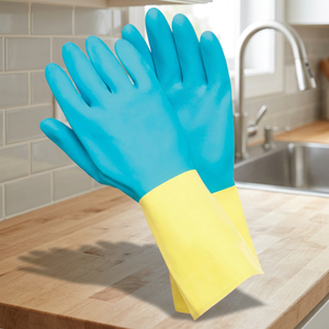 ถุงมือยางนีโอพรีน/ลาเท็กซ์สองสี ขนาด S สำหรับใช้ในบ้าน - Product Image 2