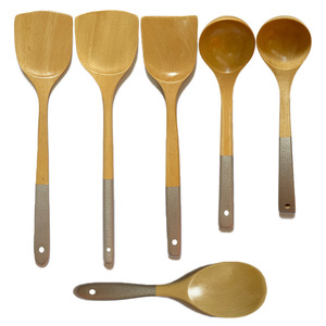 Wooden Spatula And Spoon Set 6 Pieces Nonstick Handle For Cooking And Serving - Product Image 1