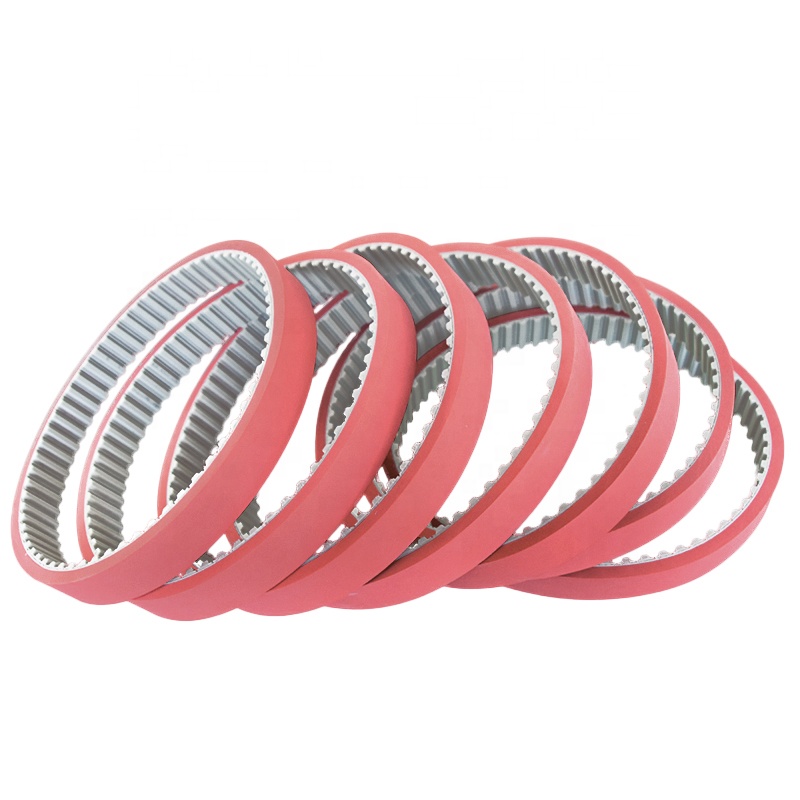 Сделанная из красной меди резиновое покрытие T10-630 бесшовные стального шнура ПУ зубчатый ремень, потянув пленка вниз ремень для вертикальная упаковочная машина