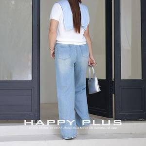 Jean droit bleu clair pour femme Runqi, grande taille, décontracté, en denim de coton, style simple N9217 - Product Image 5