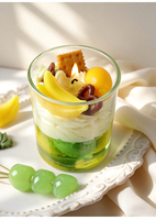 Geurstokjeskaars met fruitdessert in glazen beker, simulatie verse fruitcrème, aromatherapiekaars, huisdecoratie, bruiloftcadeau