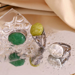 Anillos coloridos de acero inoxidable con piedra acrílica chapada en oro de 18 quilates, joyería de moda de calidad fina para niñas, regalo de compromiso de boda - Product Image 2