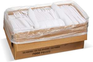 Assiettes, fourchettes et cuillères en plastique jetables 18 cm 3,6 g Biodégradables Sans BPA Sans danger pour les aliments Pour utilisation en restaurant - Product Image 4