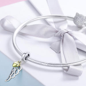 Authentique bracelet en argent sterling <span class=keywords><strong>100</strong></span>% 925 pendentif SCC838 avec de jolies ailes de fée creuses perles breloque pour la fabrication de bijoux en argent - Product Image 3