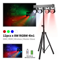 Luces LED de escenario a batería al por mayor, foco PAR de 4 cabezales con control remoto DMX512, sistema de iluminación para DJ con soporte