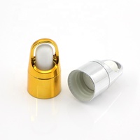 Capuchon compte-gouttes électroplaqué finition or et argent, revêtement UV, bulbe en silicone blanc, pipette en verre pour flacon de sérum ou d'huile essentielle