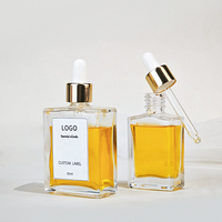Vente directe d'usine, flacon compte-gouttes carré transparent à col vissé, flacon d'huile essentielle, flacon cosmétique pour voyage