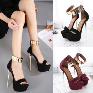 Zapatos de Pole Dance con Punta Abierta para Mujer, Talla Grande, Plataforma de 16 cm, Tacones Altos, Estilo Peep Toe para las Temporadas de Verano y Otoño - Product Image 5
