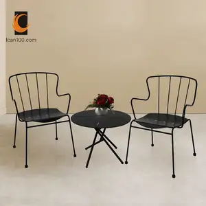 Tavolino da pranzo mobili da pranzo tavolo rotondo in metallo nero da esterno tavoli rotondi per Hotel