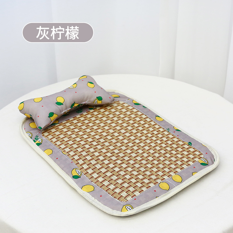 Oxford cloth cooling mat - grey lemon (with pillow)