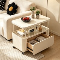 Table d'appoint moderne en pierre mobile, table de bout de canapé multifonctionnelle, étagère de rangement, meuble d'angle pour salon, chambre à coucher, chevet