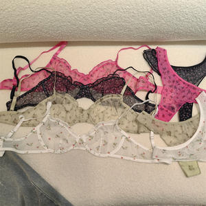 סט חזייה תחרה צרפתית דקה במיוחד, סקסית וניתנת להתאמה אישית, דגם פופולרי לשנת <span class=keywords><strong>2026</strong></span>, חזייה דקה עם פוש אפ לנשים - Product Image 2