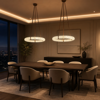 JYLIGHTING Luminaires et lustres luxueux en albâtre pour salon, hall d'entrée, salle d'exposition, décoration artistique, anneau circulaire en marbre suspendu