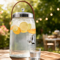 Distributeur de boissons commercial en libre-service avec robinet, en PET transparent, robuste, pour restaurants, buffets, traiteurs