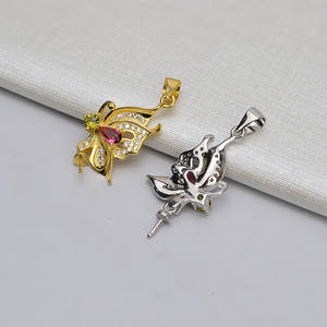 European American S925 Silver Pendant Headpiece Personalized Butterfly Pearl Empty Tray DIY <b>Jewelry</b> <b>Findings</b> & <b>Components</b> - Product Image 2