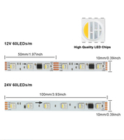 Bandeaux LED intelligents LEDSUNE DC12/24V adressables RGBW 60 LED/m, bandeaux LED à pixels FW1834 TM1814 RGBW