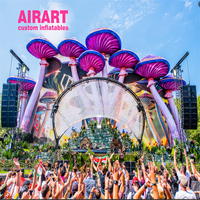 Champignons gonflables pour la décoration de scène de musique. Champignons gonflables nouvellement formés pour la construction