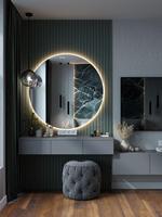 Meuble de chambre à coucher moderne avec éclairage LED, couleur blanche, option de rangement, coiffeuse avec miroir et LED