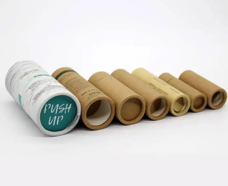 Großhandel benutzer definierte umwelt freundliche leere braune Kraft papier Push-up Lippen balsam Deodorant feste Parfüm Tuben