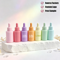 Vente en gros de flacons compte-gouttes en verre mat couleur macaron de 30 ml (1 oz) pour huiles essentielles, soins capillaires et sérums, avec compte-gouttes
