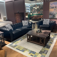 Ensemble de canapés carrés en cuir véritable de style Mid-Century avec rembourrage en éponge pour salon, appartement, hôtel, centre commercial et villa