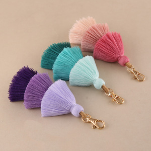 Làm bằng tay cổ điển phim hoạt hình Bohemian kim loại Keychain bãi biển phong cách ba lớp bông chủ đề tua đầy màu sắc treo đồ trang sức Túi Chìa Khóa - Product Image 6