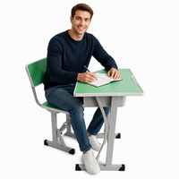 Ensemble moderne de bureau et chaise pour écolier, mobilier d'école primaire avec structure métallique durable pour salle de classe