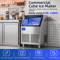 Machine à glaçons 100 kg, refroidie par eau, économe en énergie, stockage 30 kg, température ambiante élevée, 24h/24, pour café, restaurant, bubble tea