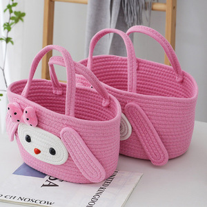 My Melody Cotton Rope Storage <b>Basket</b> Rose Red Pillow Shaped Kids Storage Bag - Product Image 2