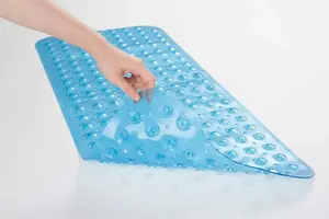 Nuevo diseño extra largo 40*16 pulgadas PVC bañera antideslizante ducha alfombra de baño con ventosas