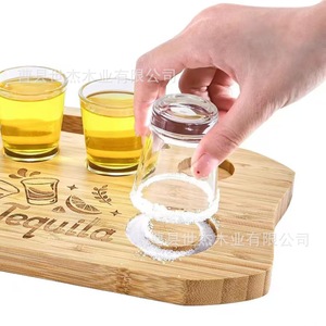 Shijie Wooden Tequila Serving Tray With 4 Shot Glass Holders <b>Portable</b> <b>Bar</b> Organizer For Beverage Serving - Product Image 4