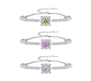 SPJ a basso prezzo scintillante 925 in argento Sterling bracciale gioielli in zircone cubico giallo rosa pietra diamante bracciali Tennis <span class=keywords><strong>donna</strong></span> - Product Image 1