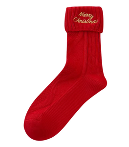 Lot de 3 paires de chaussettes d'hiver brodées de Noël pour filles, tricot côtelé, motif dessin animé, antibactériennes, avec empeigne <span class=keywords><strong>et</strong></span> bas de chaussette, emballées pour Noël - Product Image 5