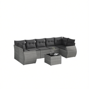 Ensemble de canapés de jardin en rotin gris 6 places, résistant aux intempéries, mobilier d'extérieur au design contemporain - Product Image 1