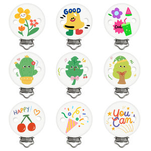 Precio de fábrica, personalización gratuita OEM/ODM, clip para chupete de silicona impresa de grado alimenticio con cuentas - Product Image 1