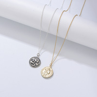 Bijoux anciens 925 argent Sterling rétro médaillon rond pièce plaqué or reine Elizabeth Portrait Relief pendentif collier