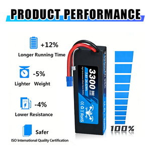 Baterai RC Racing 7.4V 3300mAh 30C LiPo Hard Case Dual XT60 EC5 Plugs Kompatibel untuk Model Berkinerja Tinggi 5200mAh/6500mAh - Product Image 3