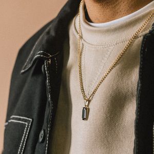 Venta al por mayor de joyería de moda que no se deslustra chapado en oro de acero inoxidable de la joyería del encanto colgante de ojo de tigre negro collar de obsidiana - Product Image 4